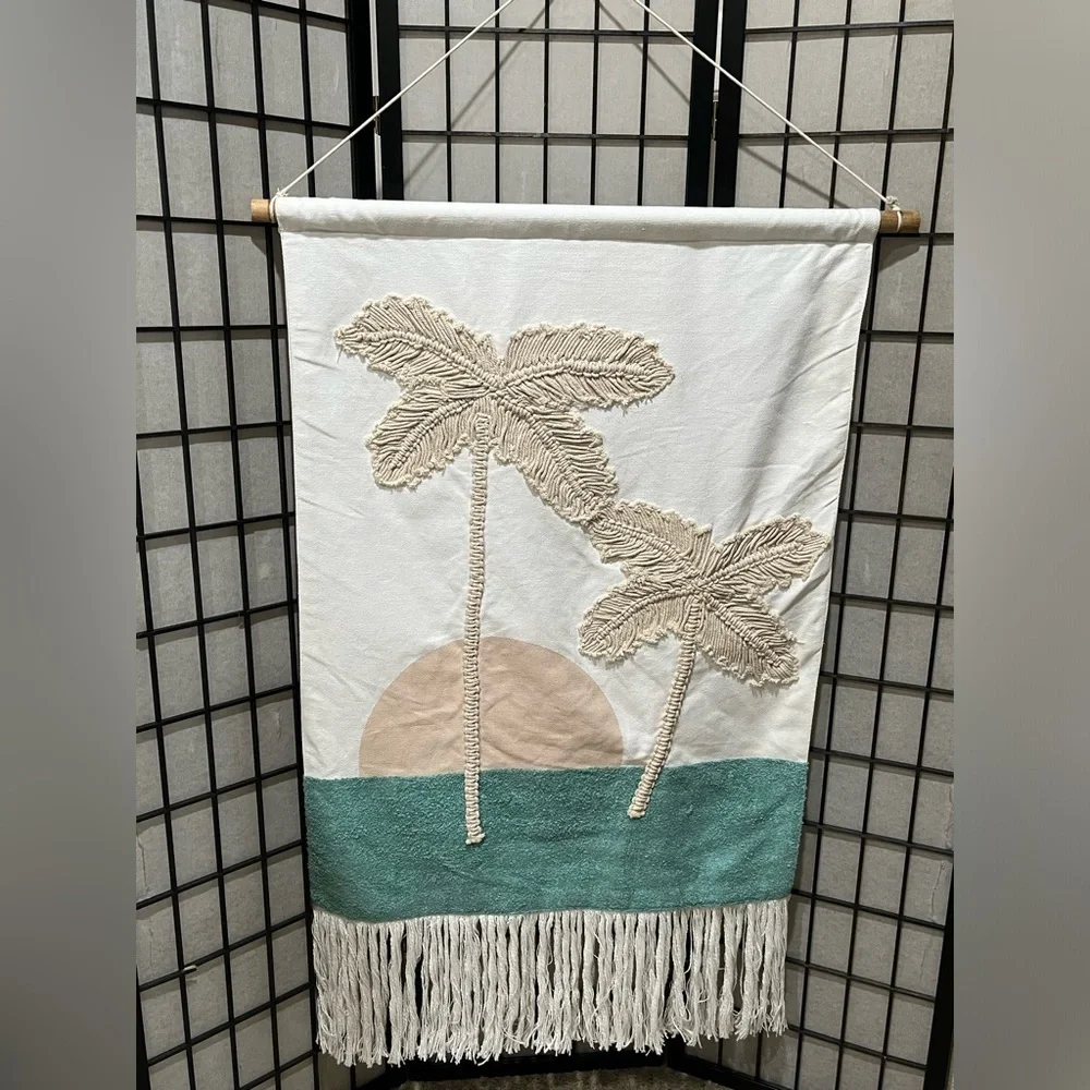 Tropical Wall Hanging with Palm Tree Design BY POTTERY BARN TEEN, 30”X 36”